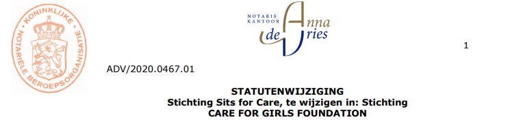 statuten Stichting Care For Girls Foundation